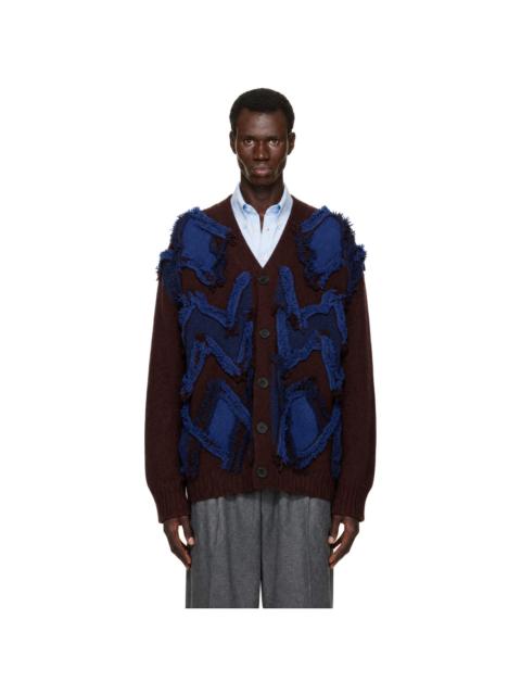 Lanvin Burgundy Jacquard Oversized Cardigan