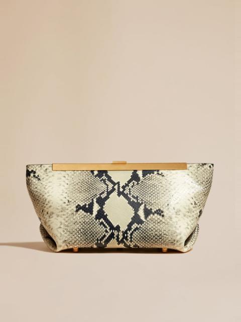 KHAITE The Aimee Clutch in Natural Python-Embossed Leather