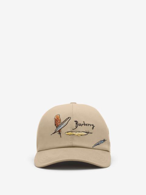 Burberry Feather Embroidered Cotton Baseball Cap
