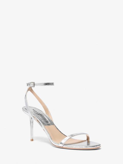 MICHAEL KORS COLLECTION Gwyneth Metallic Snake Embossed Leather Sandal