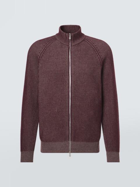 Brunello Cucinelli Ribbed-knit cashmere zip-up cardigan