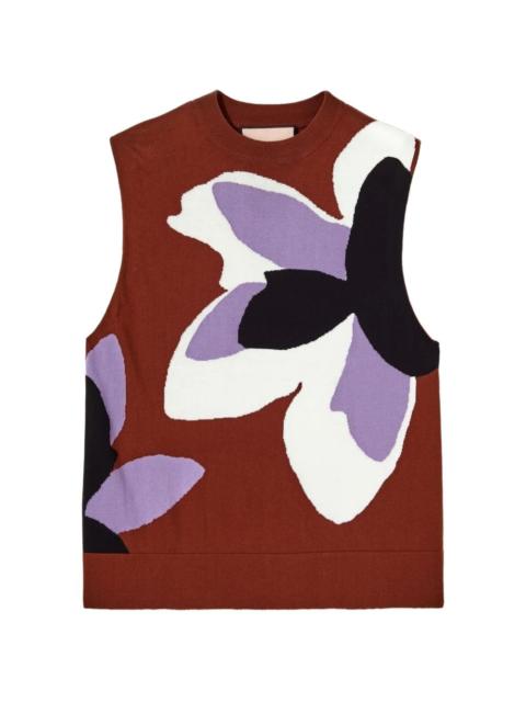 Plan C Plan C flower intarsia-knit vest