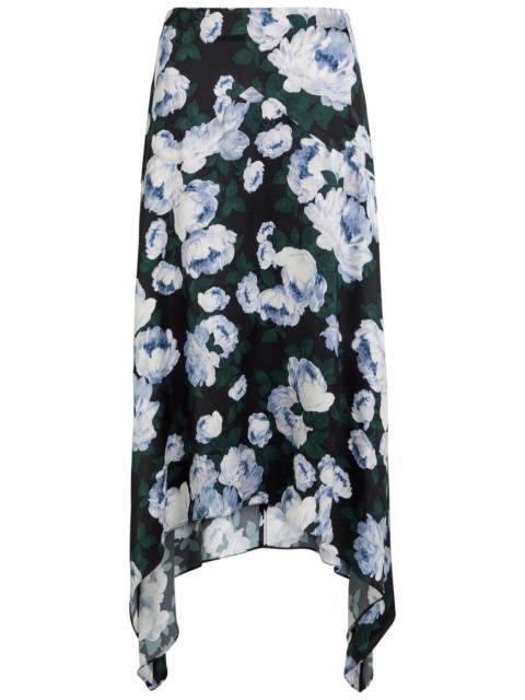 Stella McCartney Stella Mccartney Bunch of Roses Asymmetric Floral-print Satin Midi Skirt