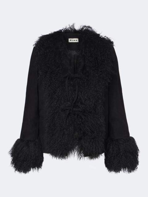 RIXO Sammy shearling-trimmed suede jacket