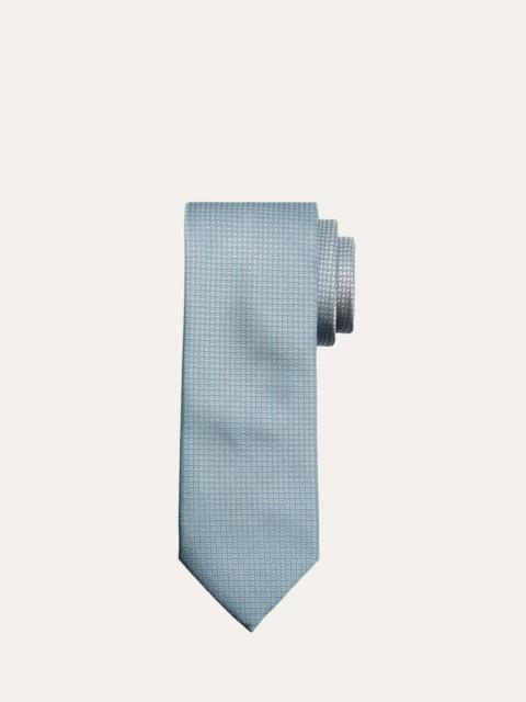 Brioni Men's Micro-Geometric Square Jacquard Silk Tie