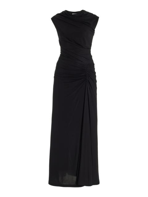 SIMKHAI Acacia Draped Jersey Maxi Dress black