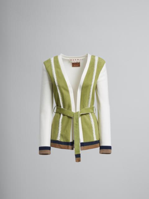 Marni SUEDE NATURAL NAPPA KNIT CARDIGAN