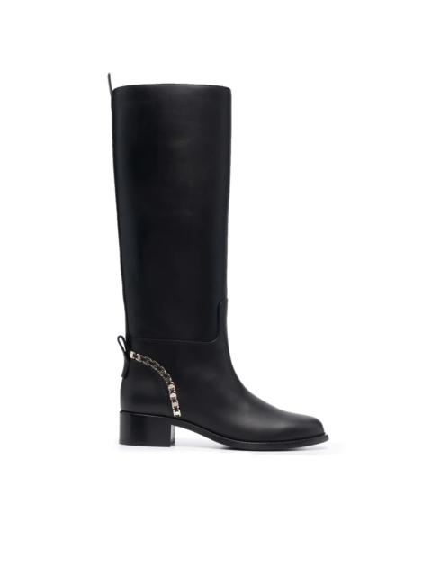 FERRAGAMO Vara Chain knee-high boots