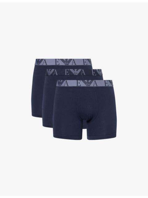 EMPORIO ARMANI Monogram-Logo Pack Of Three Cotton-Jersey Boxers