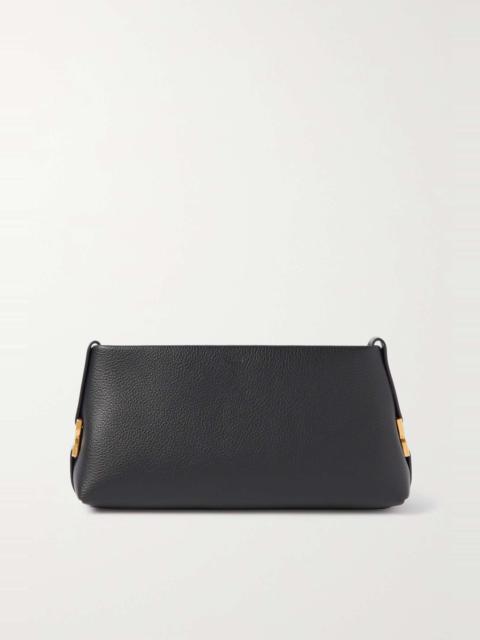 Marcie textured-leather clutch