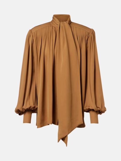 KHAITE Vali pleated silk georgette blouse