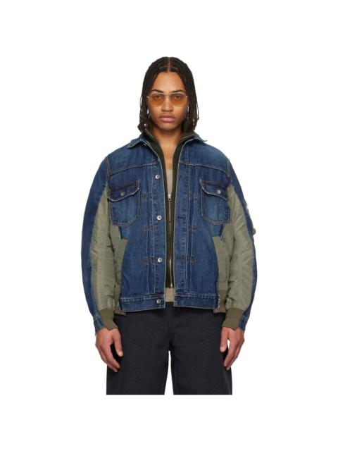 sacai Navy & Khaki Nylon Twill & Denim Jacket