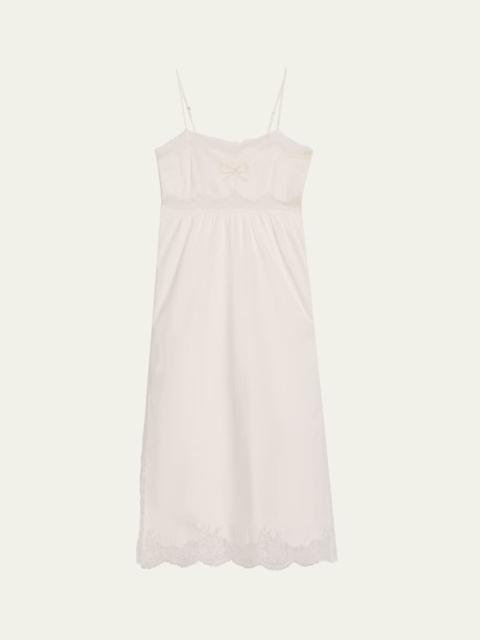 LoveShackFancy Vinca Lace-Trim Midi Dress