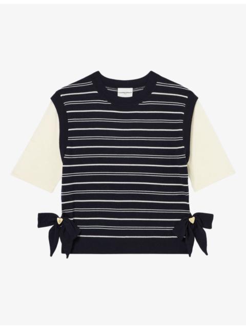 Claudie Pierlot Striped Contrast-Sleeve Wool-Blend Jumper