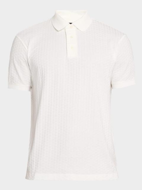 EMPORIO ARMANI Men's Cotton Geometric-Textured Polo Shirt