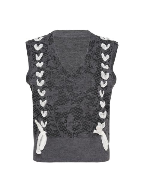 RENLI SU Knit Floral Lace Vest