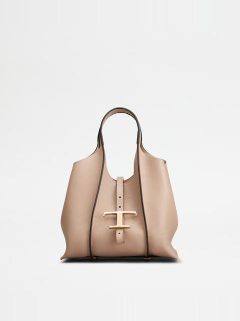T TIMELESS SHOPPING BAG IN LEATHER MINI - PINK