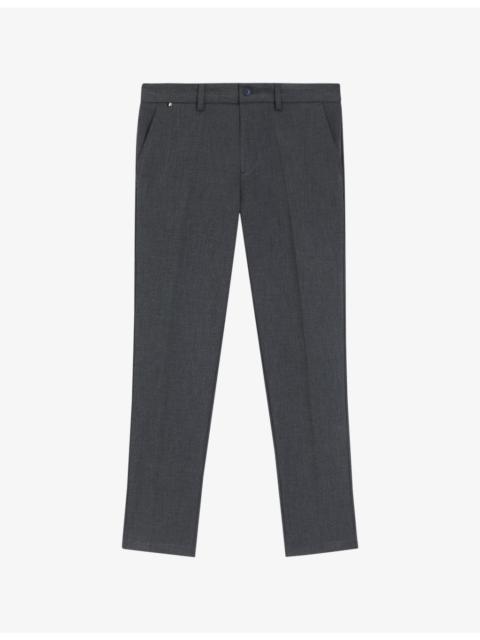 BOSS Herringbone Slim-Leg Stretch-Woven Trousers