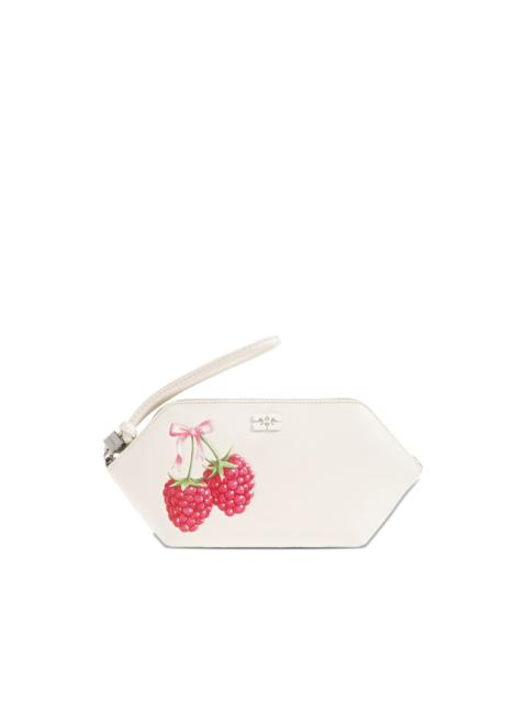 GANNI raspberry-print wristlet pouch