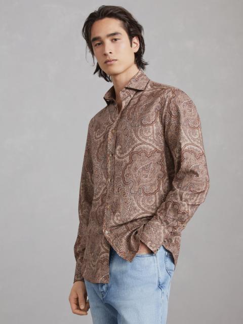 Paisley slim fit shirt with spread collar