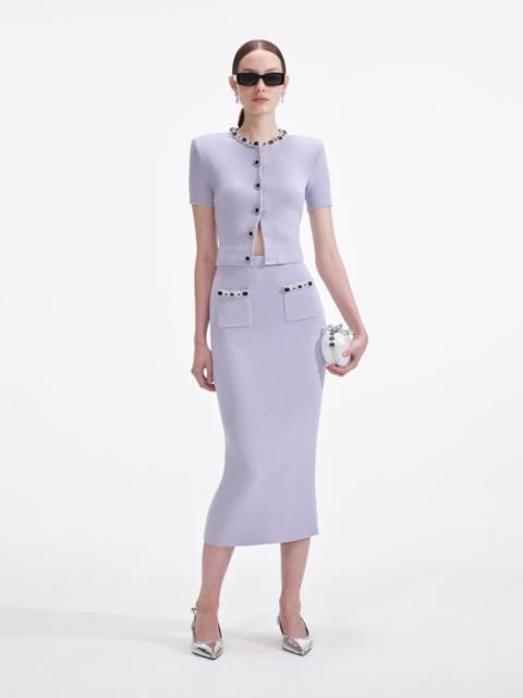 self-portrait Lilac Embellished Knit Midi Skirt