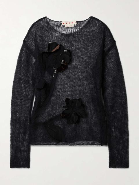 Marni Appliquéd open-knit mohair-blend sweater