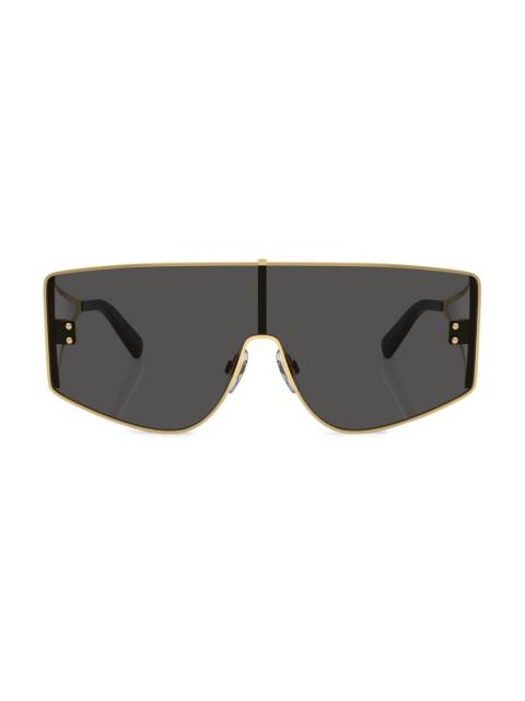 Dolce & Gabbana Men's Shield Sunglasses - Gold Dark Grey
