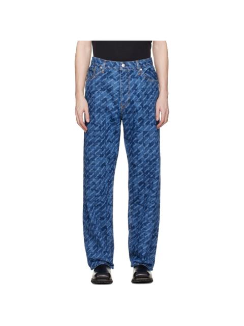 vowels Navy Baggy Denim Jeans