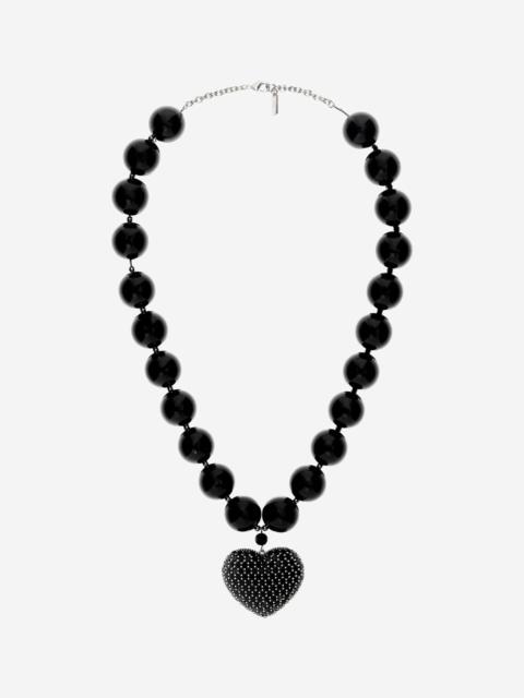 The Kooples BLACK PEARL HEART PENDANT NECKLACE