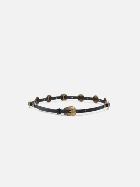 PINKO THIN BELT WITH ENGRAVED METAL PLATES 1CM