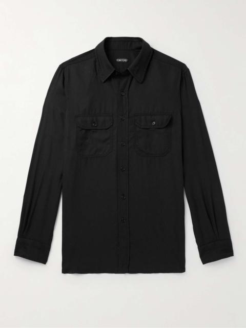 TOM FORD Cutaway-Collar Twill Shirt