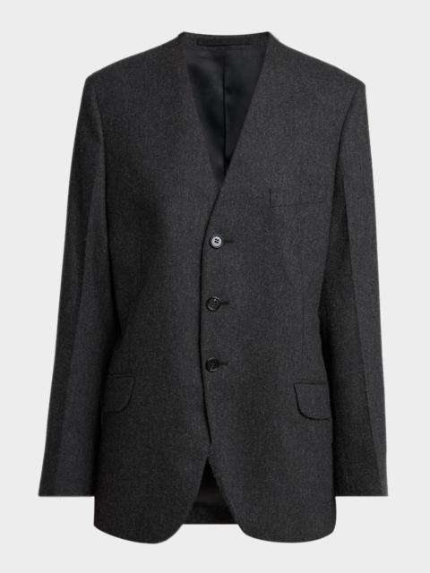Jil Sander V-Neck Brushed Wool Single-Breasted Jacket