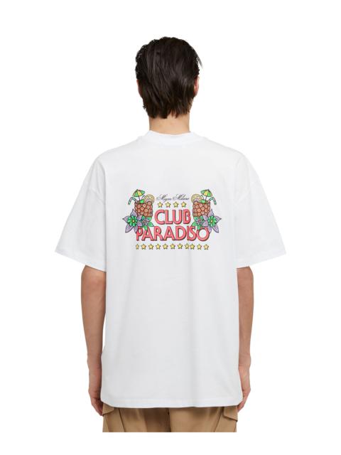 MSGM Cotton crewneck t-shirt with "club paradiso" graphic