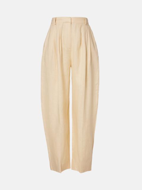 POSSE Rio pleated linen barrel-leg pants