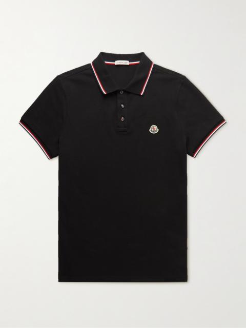 Moncler Logo-Appliquéd Striped Cotton-Piqué Polo Shirt