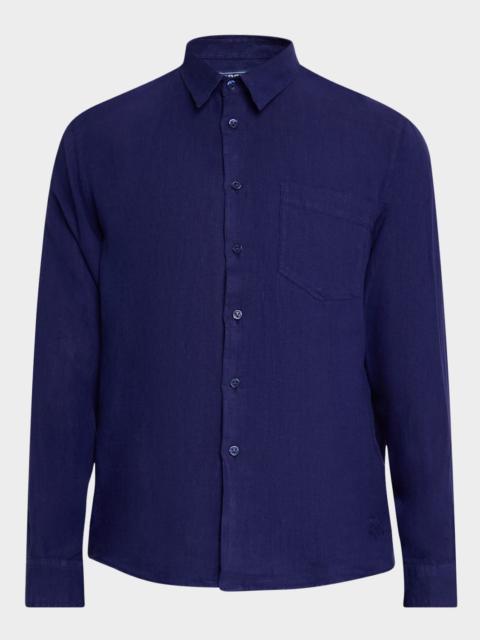 Vilebrequin Men's Caroubis Solid Linen Sport Shirt