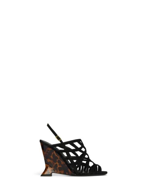 Balmain Wedge Cage sandals in suede