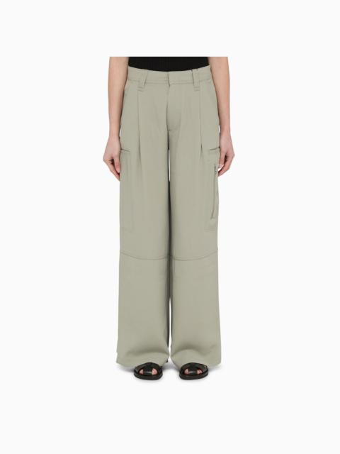 Green acetate and viscose wide trousers