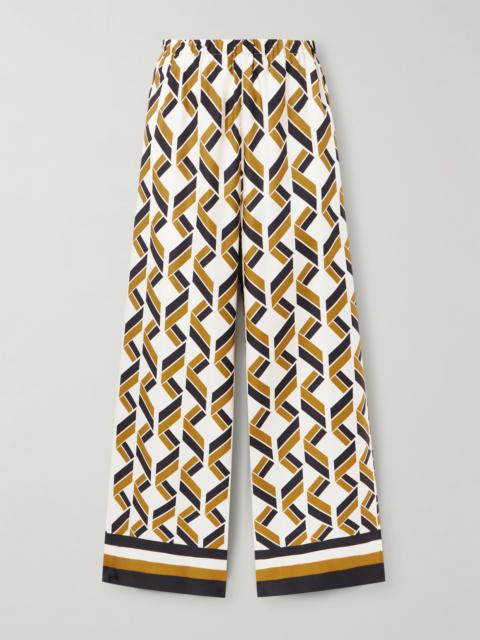 Tube Printed Silk-twill Wide-leg Pants
