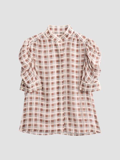 FRAME Women's The Gillian Silk Top - Silver Peony Plaid