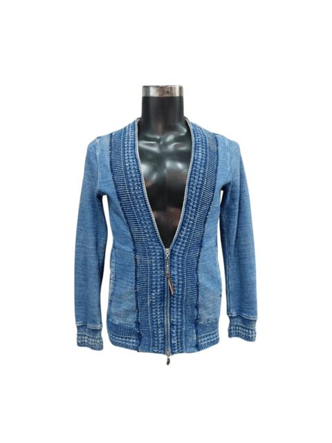 Other Designers REMY RELIEF Indigo Knitted Zipper Cardigan