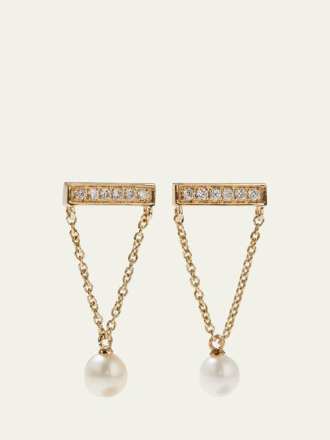 SYDNEY EVAN 14k Diamond Bar & Pearl Earrings