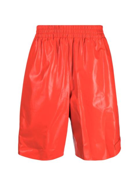 elasticated-waist leather shorts