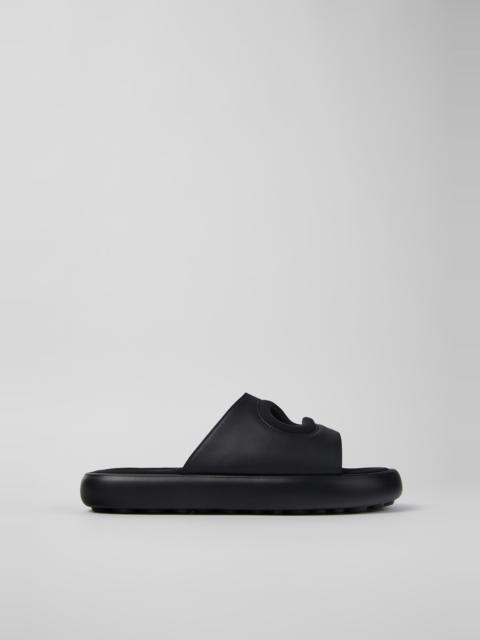 CAMPER Twins Black Leather/Textile Slide for Men