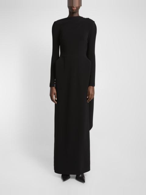 BALENCIAGA Stretch Crepe Cape Gown