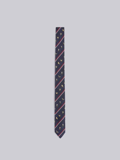 Thom Browne SHADOW STRIPE BIRDS AND BEES JACQUARD CLASSIC TIE