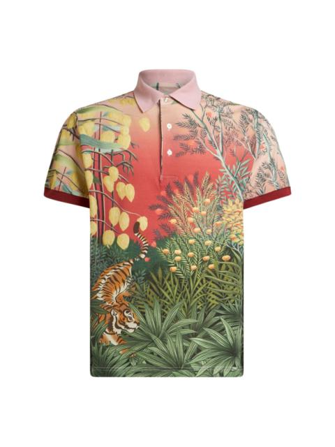 graphic-print ombrÃ© polo shirt