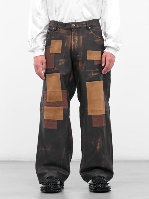 doublet Worn Black Patchwork Leather Trousers