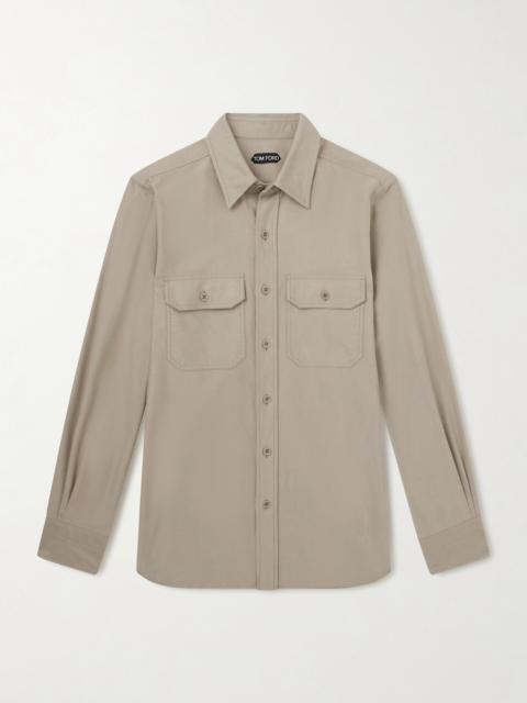 TOM FORD Garment-Dyed Cotton-Moleskin Shirt