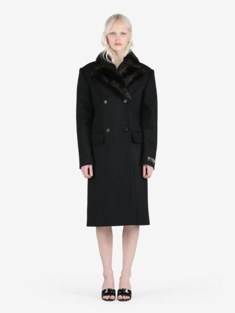 N°21 FAUX FUR-TRIM DOUBLE-BREASTED COAT